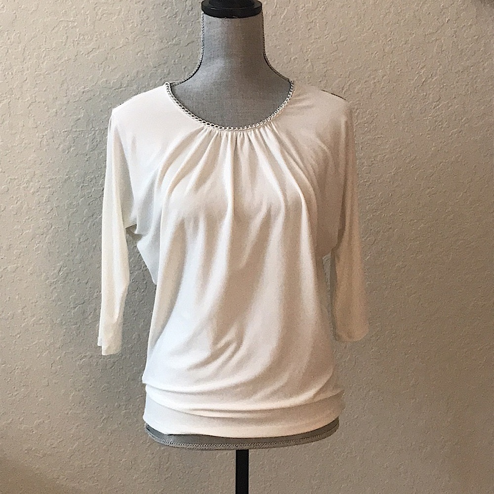 New York & Company White Formal Blouse